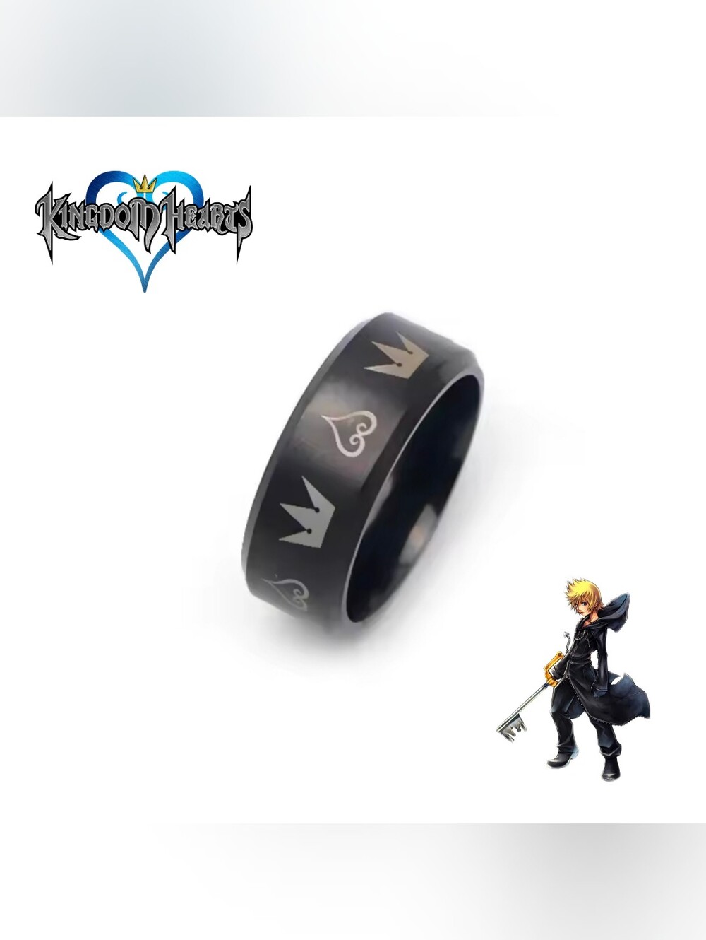 Kingdom Hearts Black Crown Heart Ring